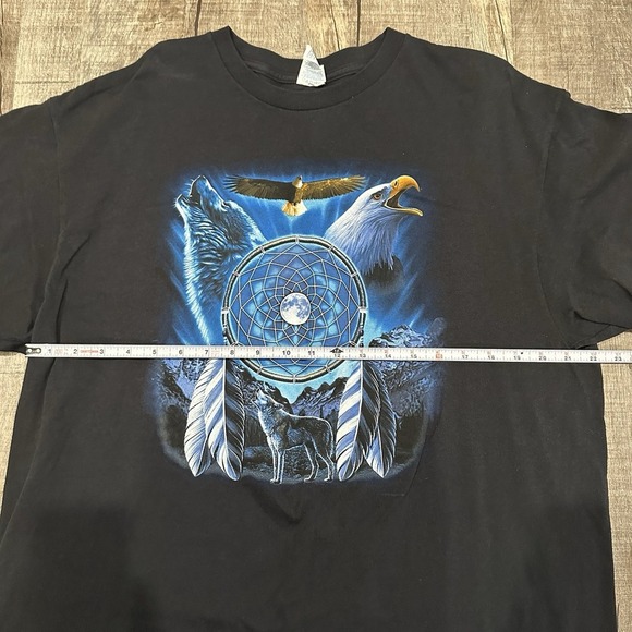 Vintage DREAMCATCHER T Shirt Wolf Eagle Night Moon Mountains 2XL - Picture 2 of 6